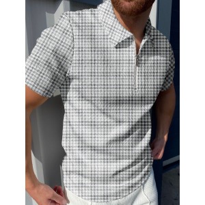 Houndstooth print polo shirt