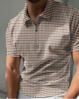 Houndstooth texture polo shirt