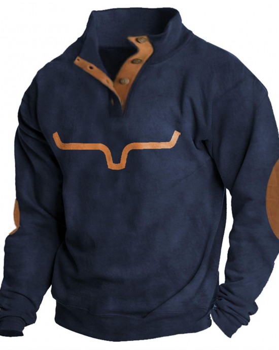 Men's retro stand collar T-shirt sweatshirt HF0902-02-01