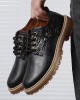 Men Crocodile Embossed Lace Up Soft Soled PU Leather Boots