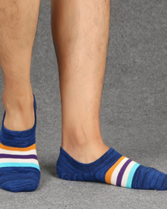 Men Combed Cotton Athletic Socks with Silicone Slip Outdoor Stripe Deodorization Ankle Sock